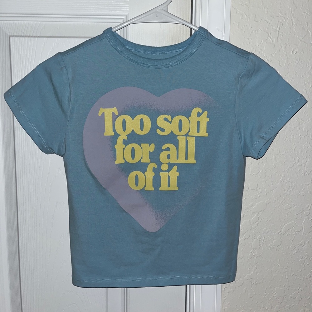 Taylor Swift “too soft for all of it” midnights merch crop tshirt